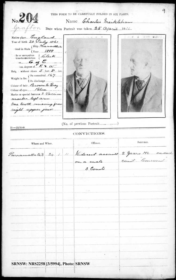 SRNSW: NRS2258, [3/5994], Grafton Gaol photographic description book, Jun 1910-Nov 1922, No. 204, p. 9, R5125.