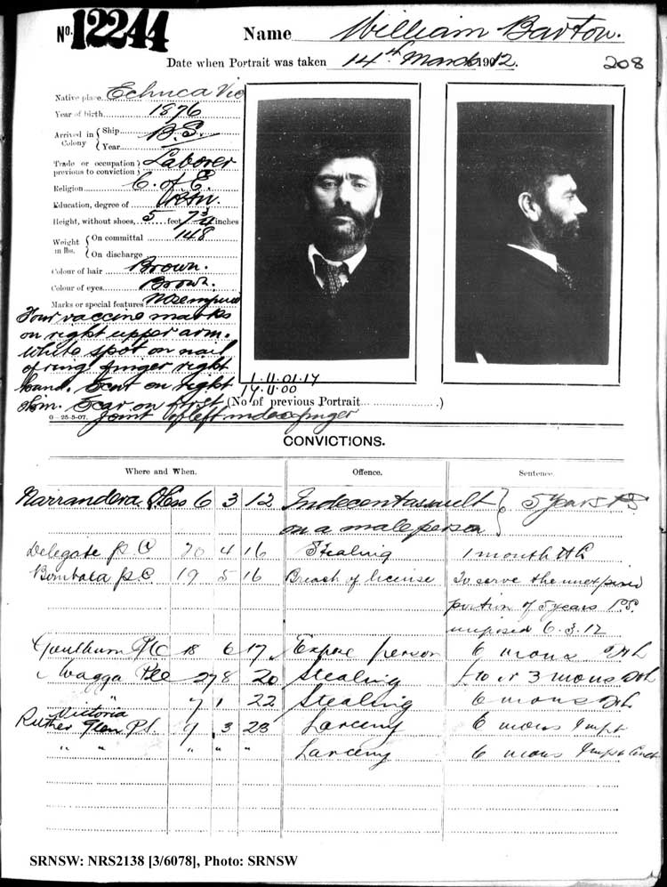 SRNSW: NRS2138, [3/6078], Darlinghurst Gaol photographic description book, 1911-1912, No. 12244, p. 208, R5115.