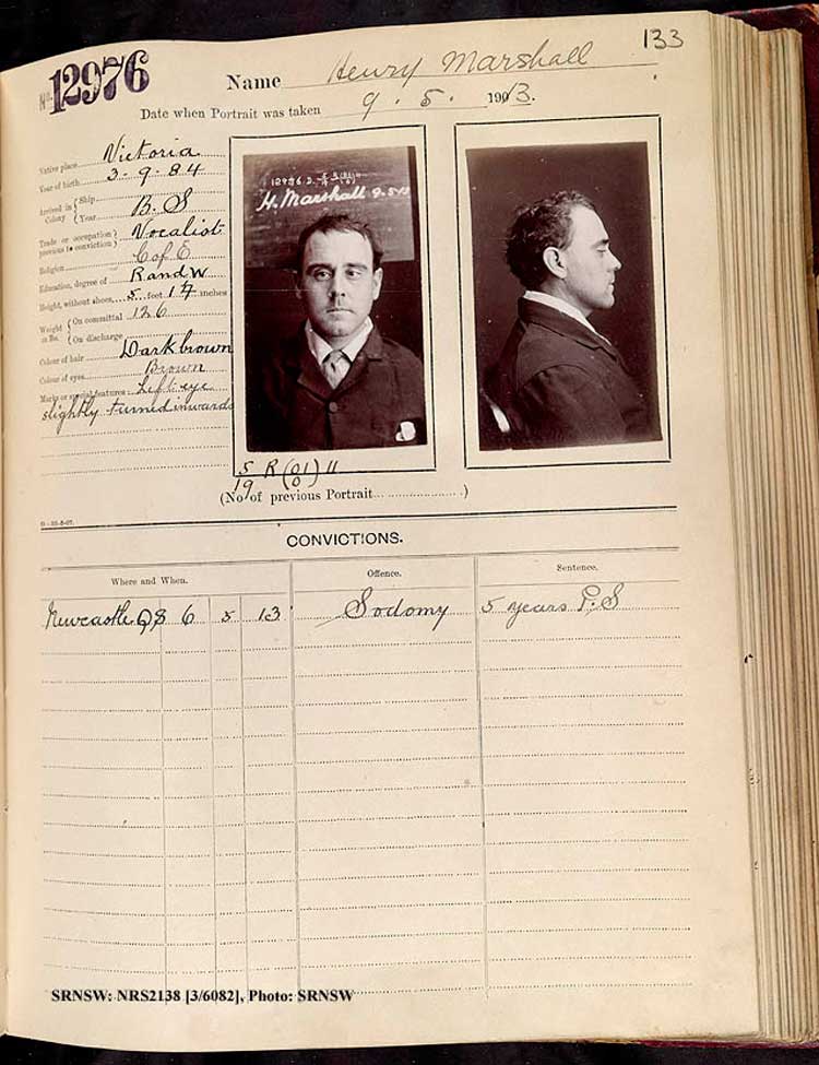 SRNSW: NRS2138, [3/6082], Darlinghurst Gaol photographic description book, 1912-1913, No. 12976, p. 133, R5116.