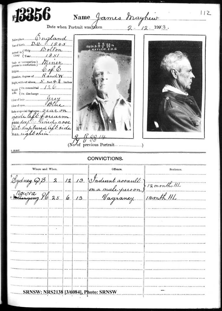 SRNSW: NRS2138, [3/6084], Darlinghurst Gaol photographic description book, 1913-1914, No. 13356, p. 112, R5117.