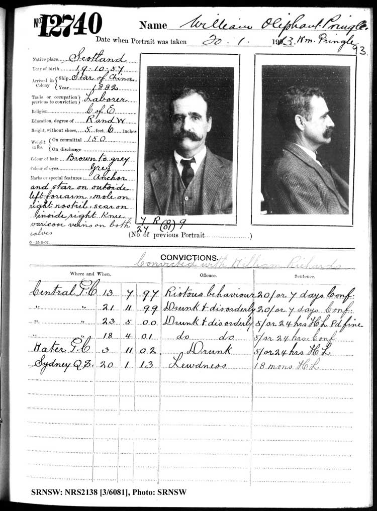 SRNSW: NRS2138, [3/6081], Darlinghurst Gaol photographic description book, 1912-1913, No. 12740, p. 93, R5116.