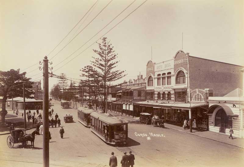The Corso, Manly, c. 1900-1910. Image: NSW State library collection. Reproduction: Peter de Waal