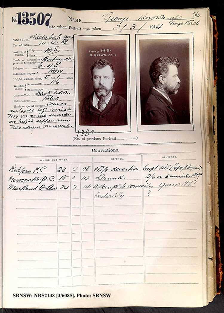 SRNSW: NRS2138, [3/6085], Darlinghurst Gaol photographic description book, 1913-1914, No. 13507, p. 56, R5117.