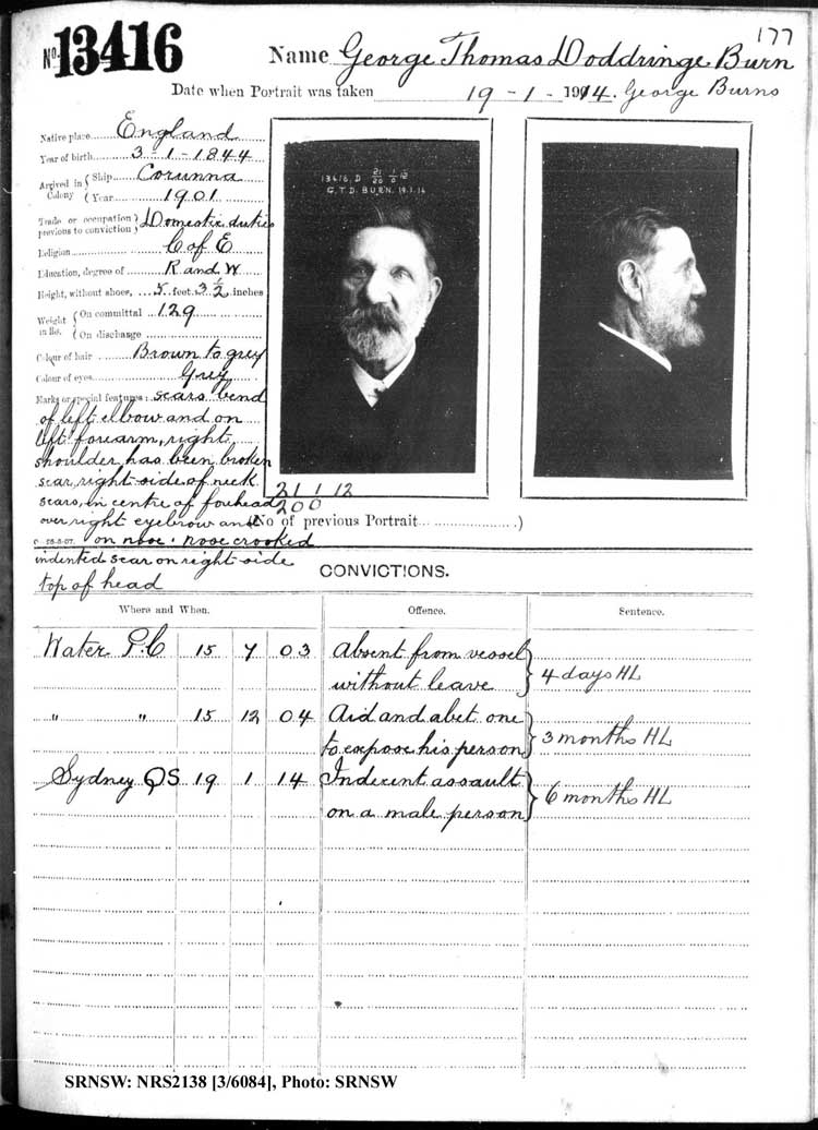 SRNSW: NRS2138, [3/6084], Darlinghurst Gaol photographic description book, 1913-1914, No. 13416, p. 177, R5117.