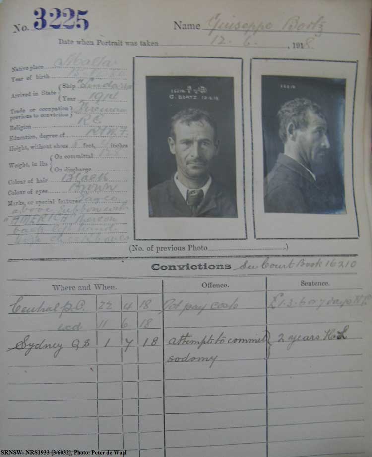 SRNSW: NRS1933, [3/6032], Foreigners photographic description book, No. 3225, p. –.