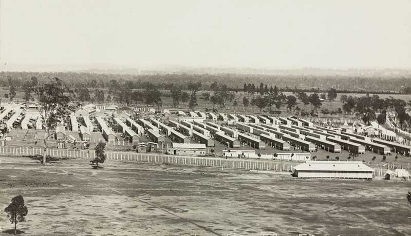 Main compound of the German Concentration Camp, Holsworthy, c. 1914-1919. Image: NSW State Library collection. Reproduction: Peter de Waal