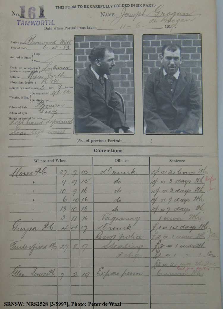 SRNSW: NRS2528, [3/5997], Tamworth Gaol photographic description book, 7 Aug 1894-4 Nov1929, No. 161, R5139. 