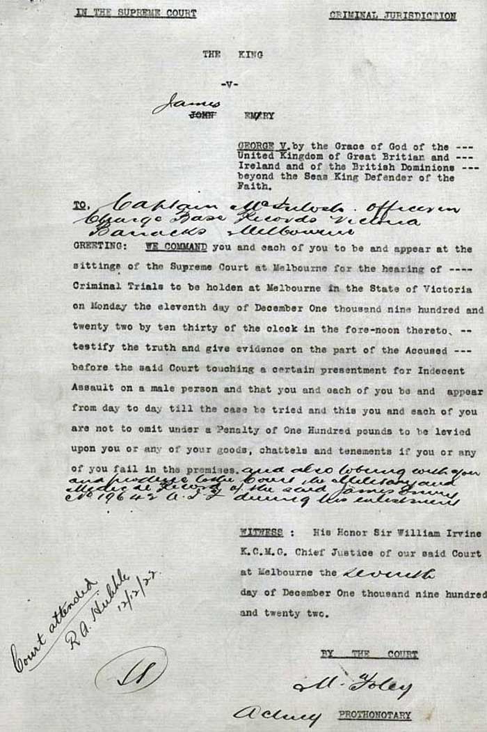 Solicitor’s Correspondence Concerning Accused’s Court Appearance, Dec 1922. p. 16