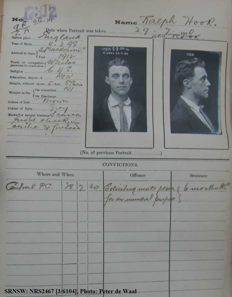 SRNSW: NRS2467, [3/6104], State Penitentiary photographic description book, 5 Jun 1920-9 Oct 1920, No. 17312, p. –.