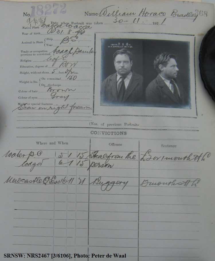 SRNSW: NRS2467, [3/6106], State Penitentiary photographic description book, 14 May 1921-7 Feb 1922, No. 18272, p. 368.