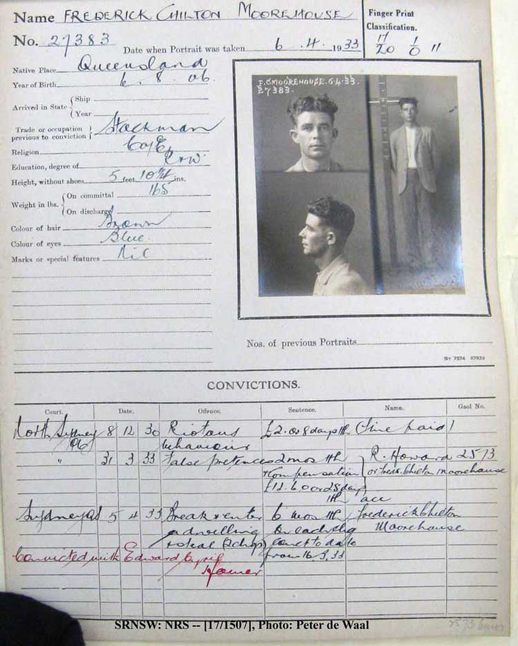 SRNSW: NRS– [17/1507], State Penitentiary photographic description book, 28 Mar 1933-15 Jul 1933, No. 27383, p. –.