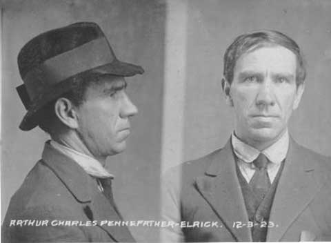 Arthur Charles Pennefather-Elrick, 12 Mar 1923. Source: TAHO: GD63/1/6, Prisoners Record Books, p. 75. Reproduction: Peter de Waal