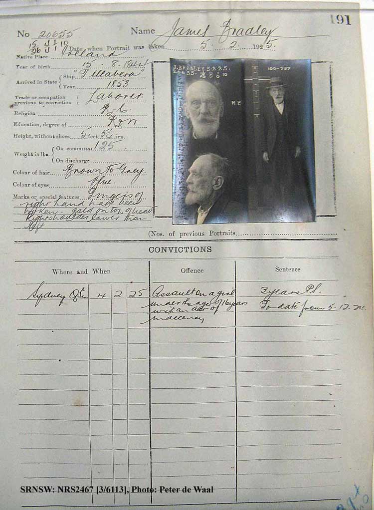 SRNSW: NRS2467, [3/6113], State Penitentiary photographic description book, 11 Oct 1924-26 Mar 1925, No. 20655, p. 191.