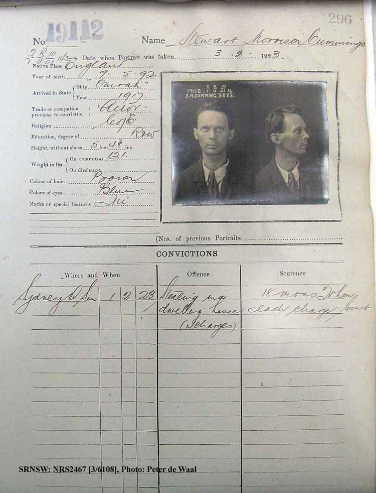 SRNSW: NRS2467, [3/6108], State Penitentiary photographic description book, 5 Sep 1922-24 Mar 1923, No. 19271, p. 456.