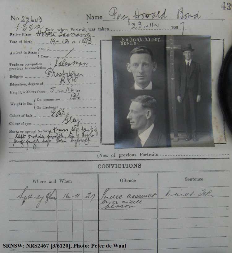 SRNSW: NRS2467, [3/6120], State Penitentiary photographic description book, 8 Oct 1927-24 Feb 1928, No. 22643, –.