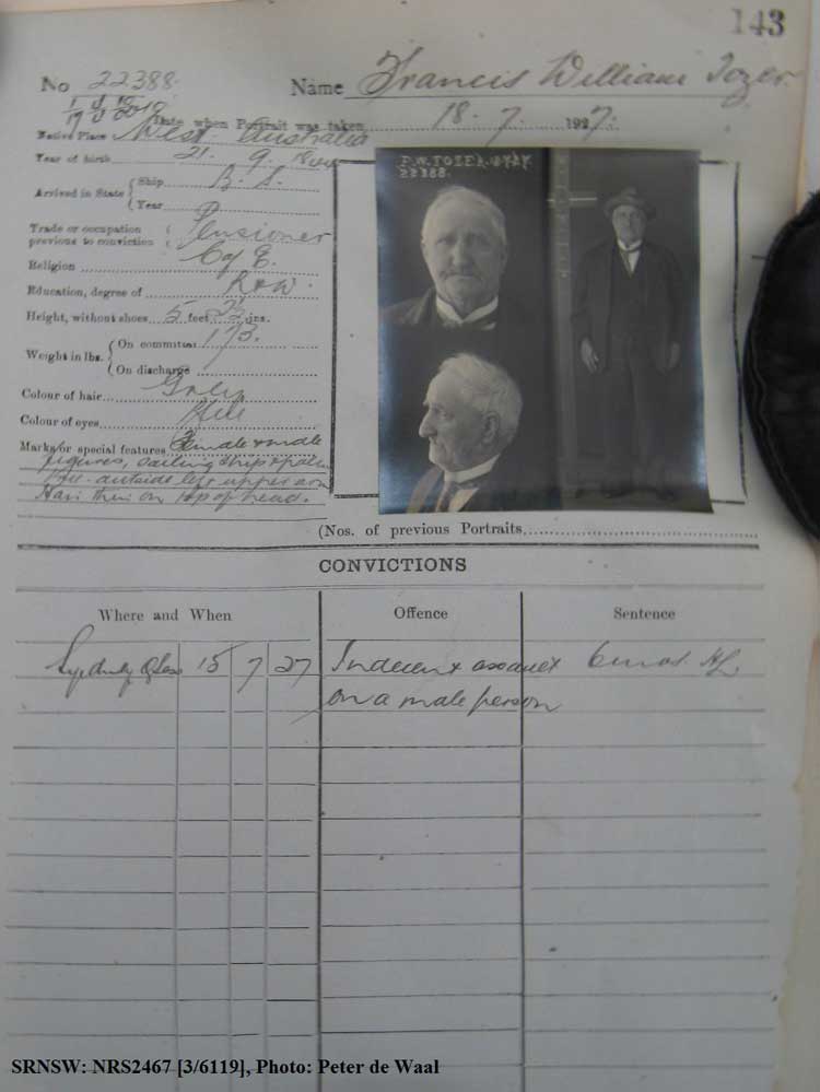SRNSW: NRS2467, [3/6119], State Penitentiary photographic description book, 5 May 1927-7 Oct 1927, No. 22388, p. 143.