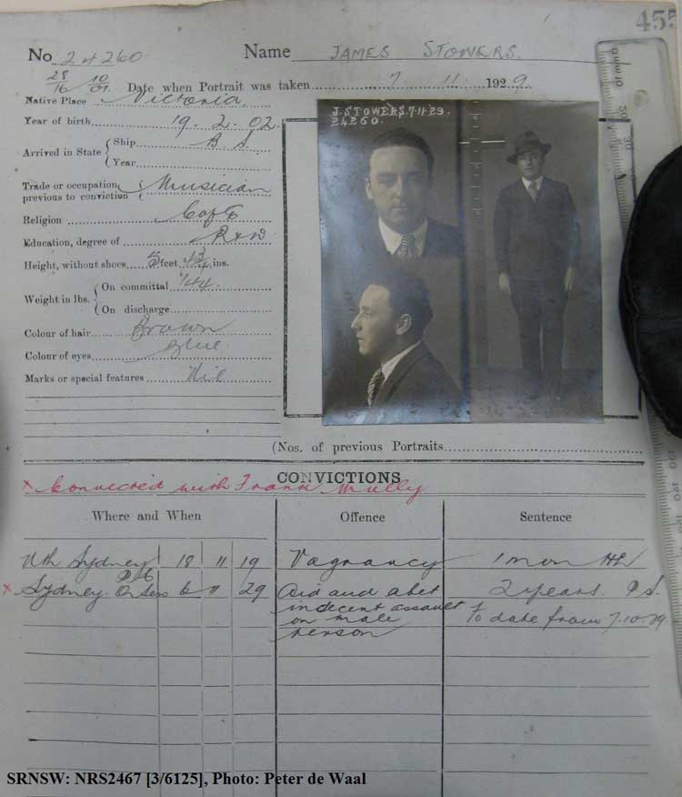 SRNSW: NRS2467, [3/6125], State Penitentiary photographic description book, 9 Aug 1929-3 Dec 1930, No. 24260, p. 455.