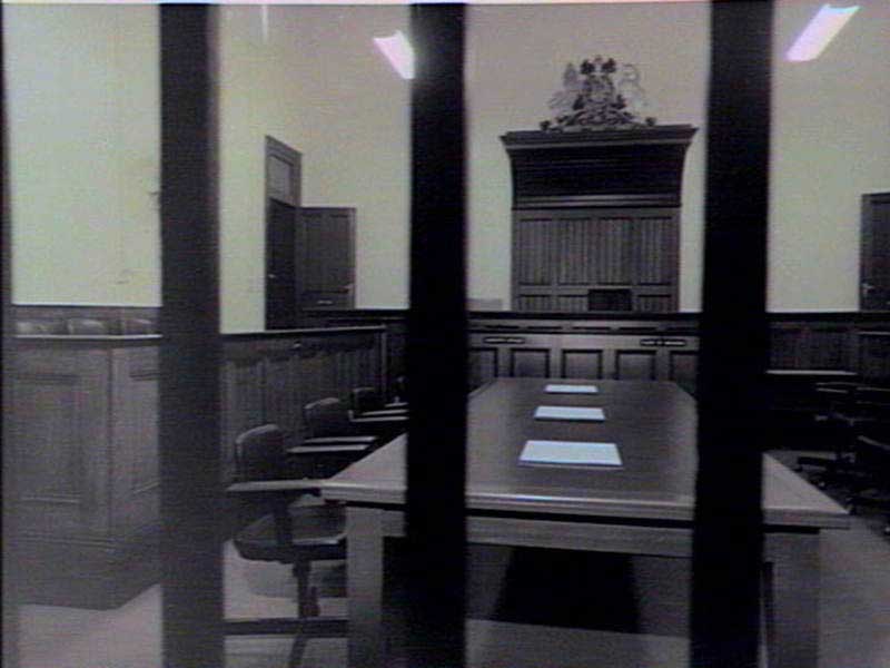Taree courthouse interior from the dock, 14 May 1982. Image: NSW State Library collection. Reproduction: Peter de Waal