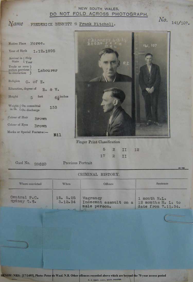 SRNSW: NRS– [17/1512], State Penitentiary photographic description book, 10 Oct 1934-21 Feb 1935, No. 28620, p. –.