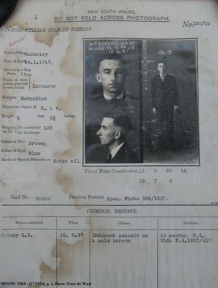 SRNSW: NRS– [17/1524], State Penitentiary photographic description book, 11 Sep 1937-9 Oct 1937, No. 30566, p. –.