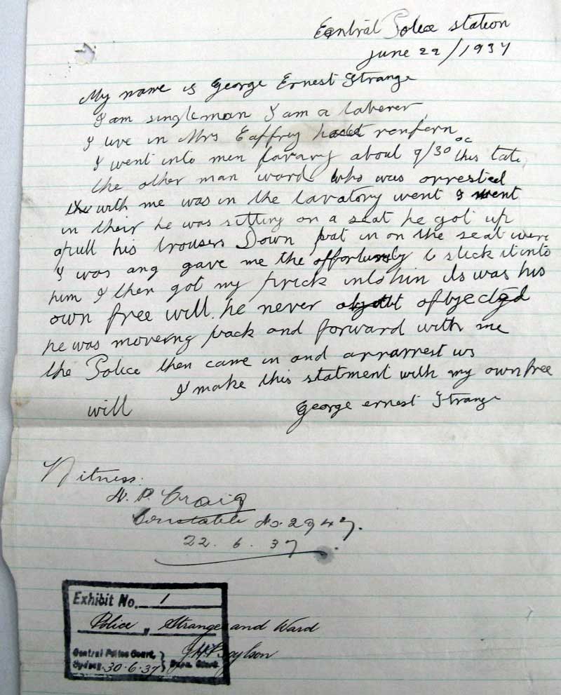Strange’s handwritten statement, exhibit 1. Photo: Peter de Waal